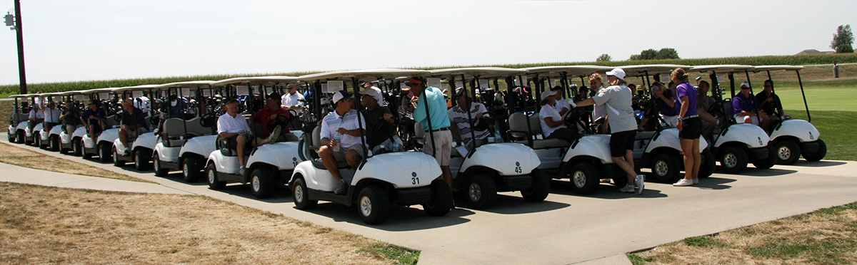Golf carts at the annual Athletics Golf Outing